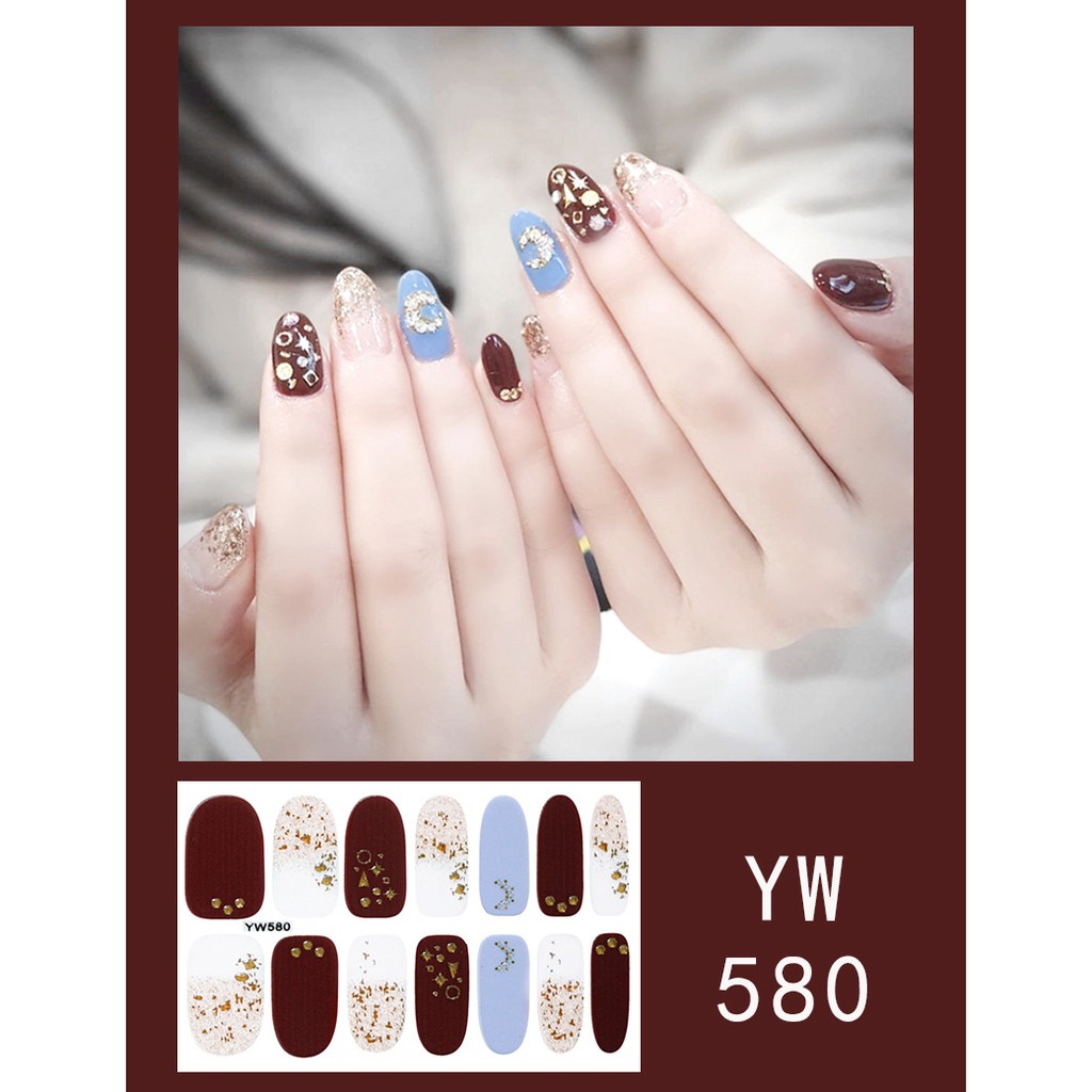 Stiker kuku Nail art Waterproof sticker Part 5 stiker (14 pcs) sticker Kuku nail art