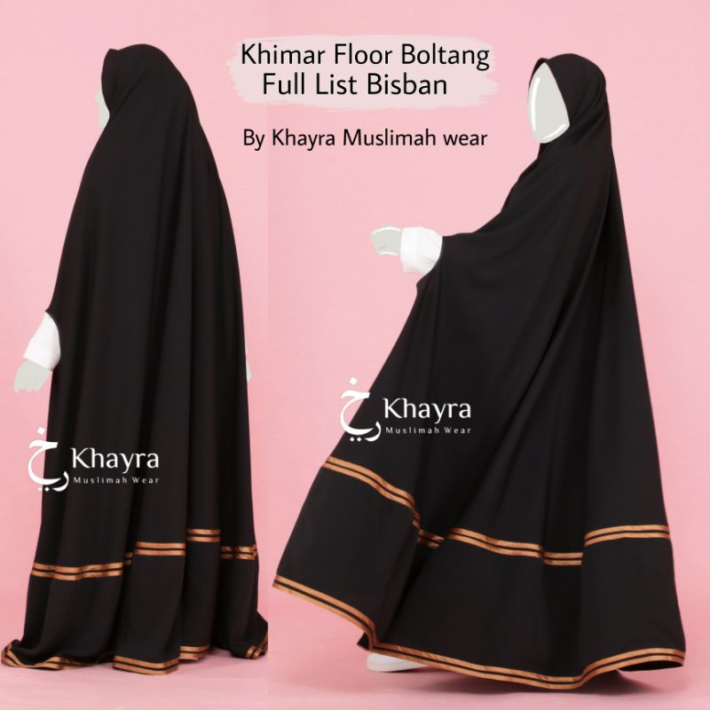 KHIMAR FLOOR BOLONG TANGAN JUMBO SYARI FULL LIST PITA/BISBAN
