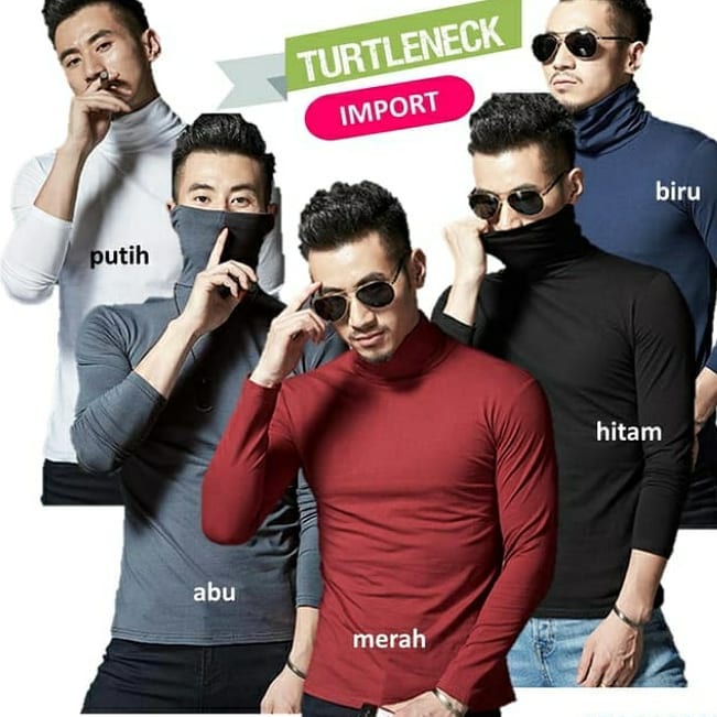 Kaos Polos Turtleneck Pria Wanita Lengan Panjang Kaos Turtle Neck Pria Wanita Rib Knite Premium / SweaterTurtleneck Pria / Turtle long neck / Sweater Rajut Pria