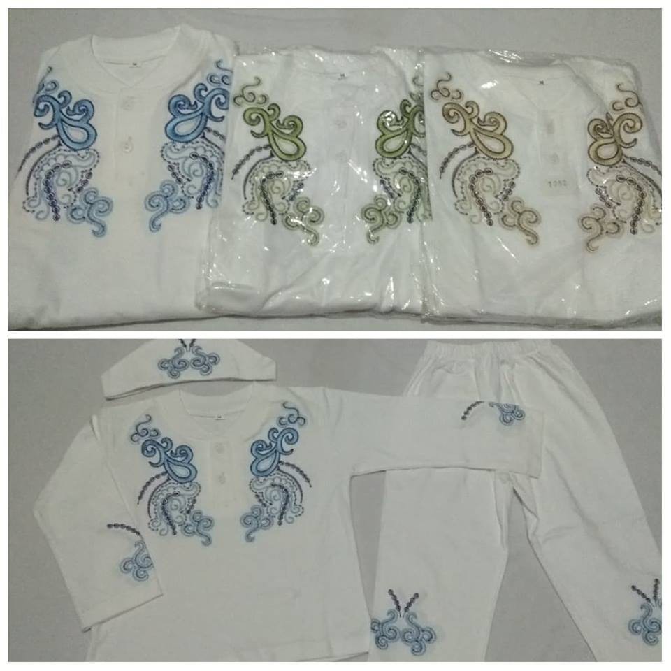 Koko putih bordir - koko anak warna putih bordir