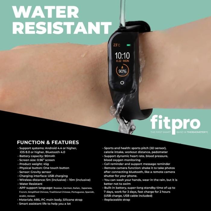 Smart Band / Hardwear Fitpro Smartband With Thermometer Pengukur Suhu Tubuh