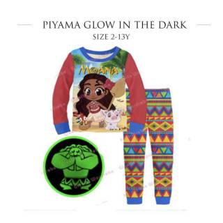  BAJU  TIDUR  ANAK  PIYAMA GW GLOW  IN THE DARK  MOTIF KARAKTER 