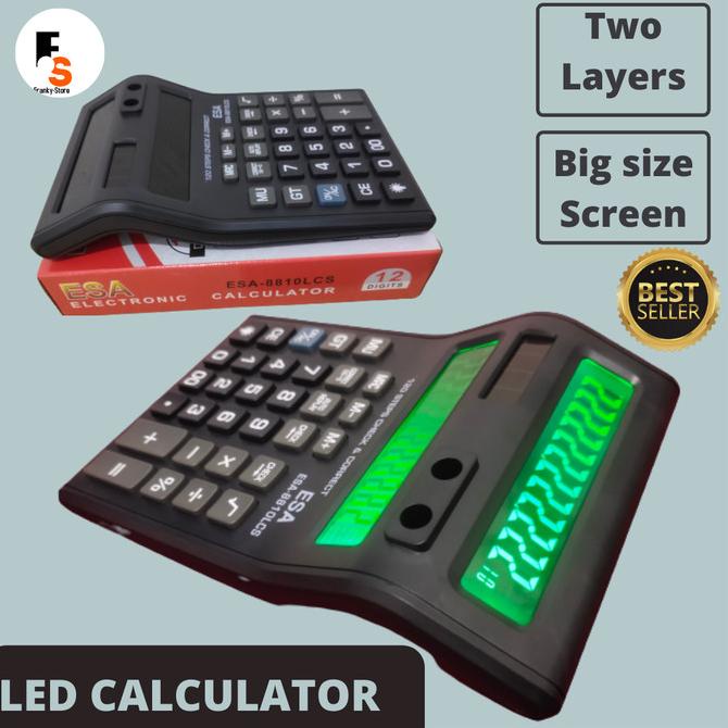 

[COD] Esa Kalkulator Dagang 12 Digit 2 Layar LED Menyala Ukuran Besar 8810 STOK TERBATAS Kode 732