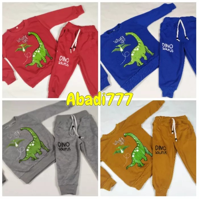 free ongkir cod setelan sweater joger anak babyterry murah dunosaurus