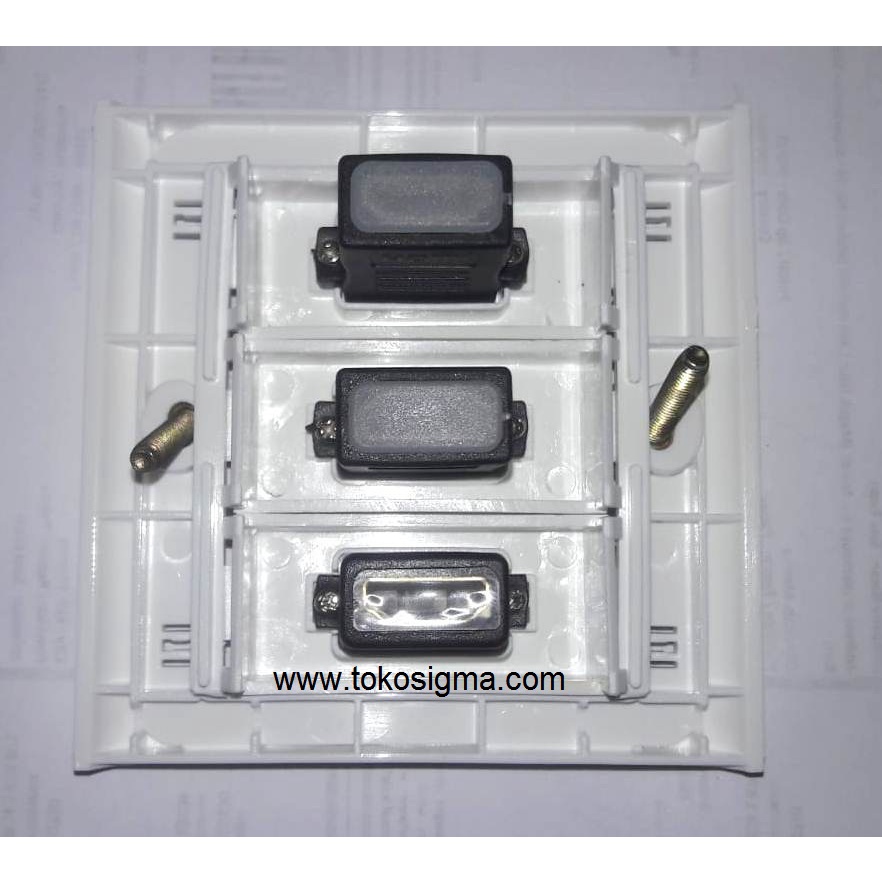 Faceplate 3 Port HDMI F-F Coupler Lurus Straight Colokan Stop Kontak