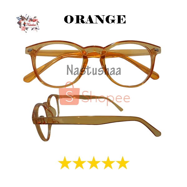 Kacamata Normal Wanita dan Pria Eyeglasses Lensa Transparan Kaca Mata Fashion Gaya Korea Oval Unisex FREECASE