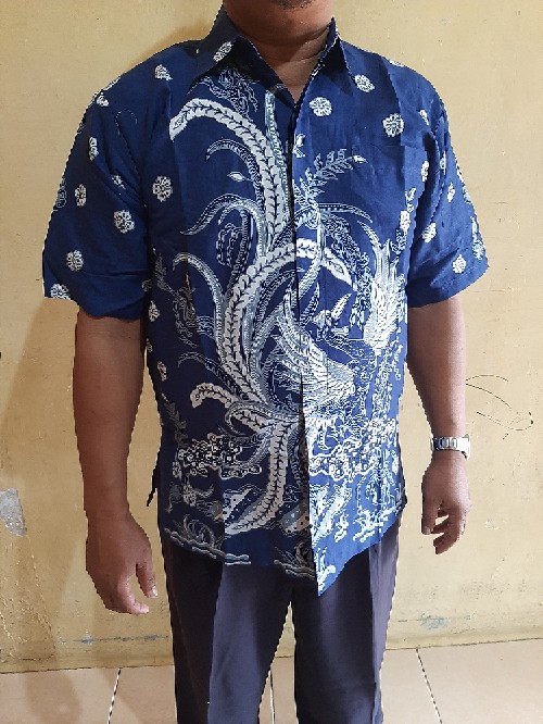 Ajisaka Kemeja Batik Pria Full Furing Katun Primisima Batik Solo Batik Pria Eksklusif Batik Biru