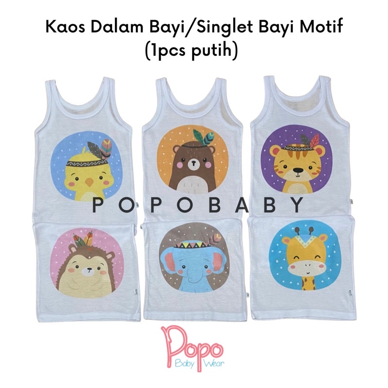 KAOS DALAM BAYI / SINGLET BABY MOTIF PUTIH (SATUAN/ECERAN) [BISA COD!!]