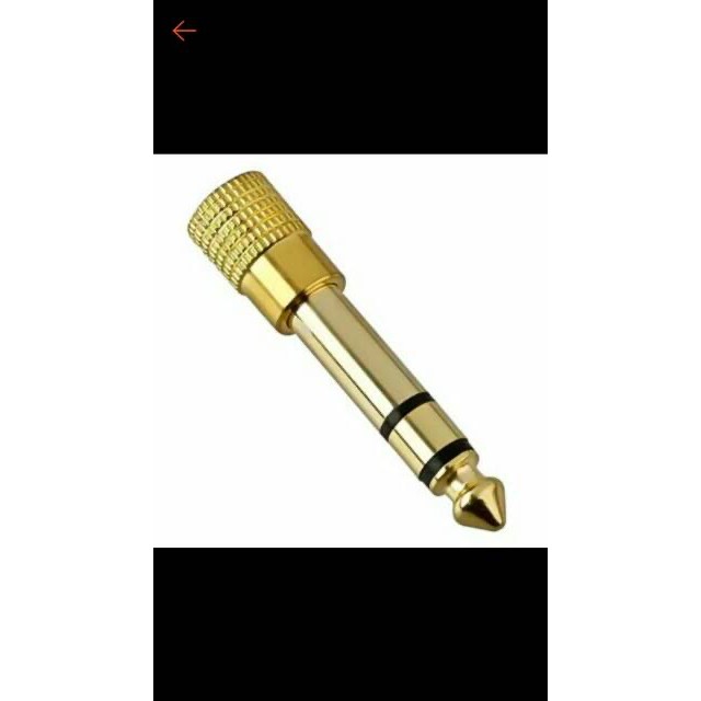 Converter Jack Mic Audio 3.5mm Female to 6.5mm Male Stereo Gold Plated