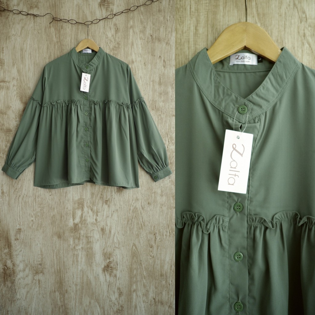 AMIRA BLOUSE by ZALFA OUTFIT / blouse polos / blouse wanita murah-Matcha