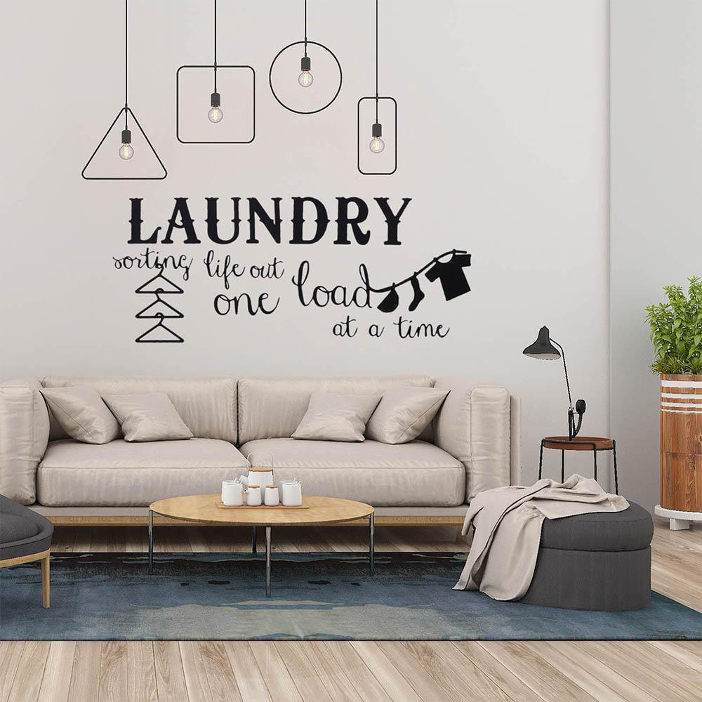 R-flower Laundry Room Decal Art Apartemen Removable Home Decor Symbol Cuci|Sign Pengering Mesin Cuci