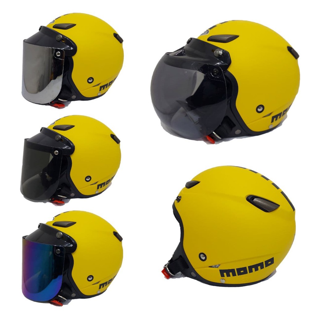 Helm Bogo Jpn Momo Kawai 07 Kuning Doff Flat Visor Kaca