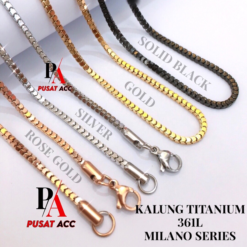 Kalung Rantai MCI Titanium MILANO Stainless Chain 316L Anti Karat Pria Wanita