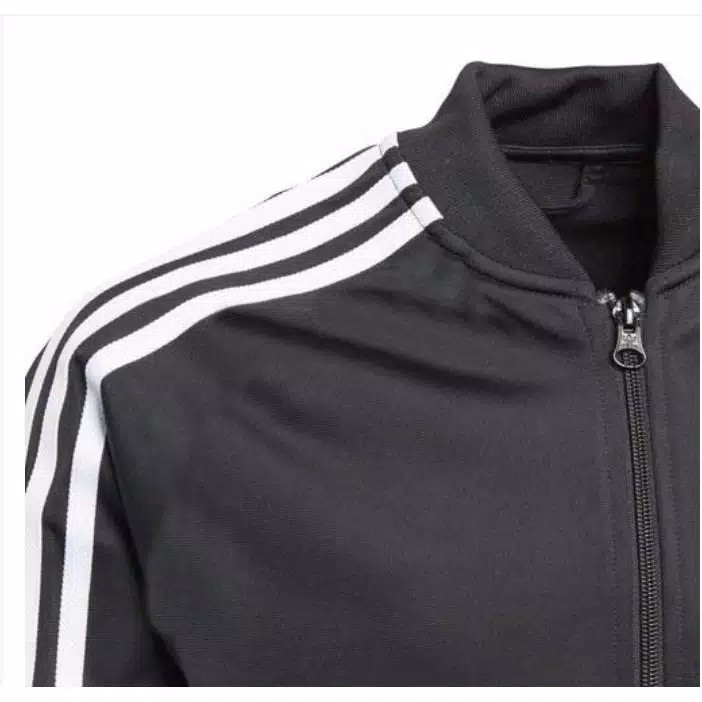 Jaket Adidas Tracktop Firebird pria - Hitam Strep putih FLECE-6