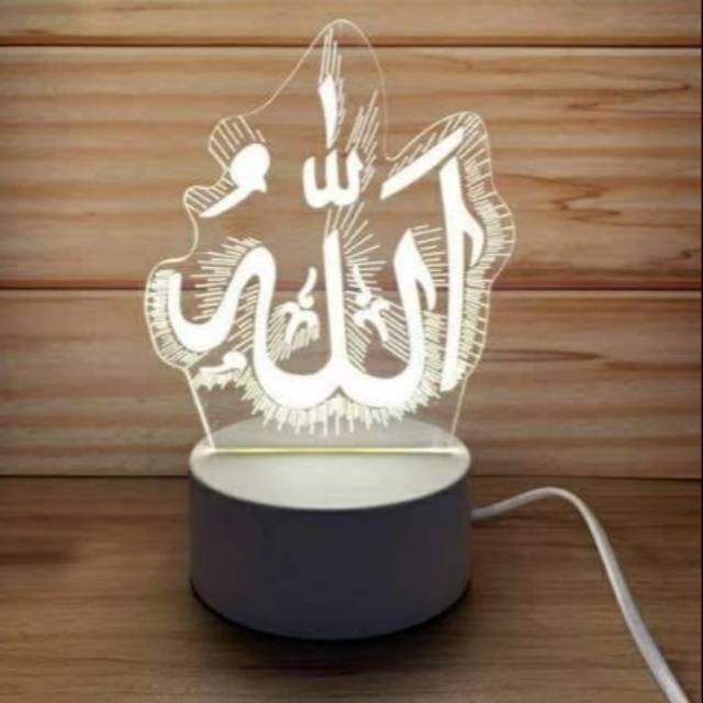 DISC% Lampu Tidur Hias LED 3D Transparan 3 lampu ALLAH