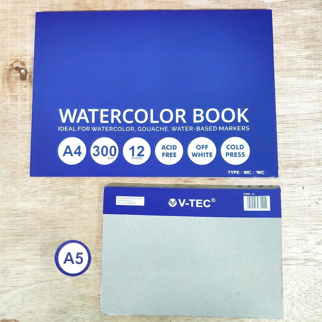 

V-Tec Watercolor Pad Fine Art Paper Painting Book A4 300 Gsm Buku Melukis BUKU Mewarnai Sketsa