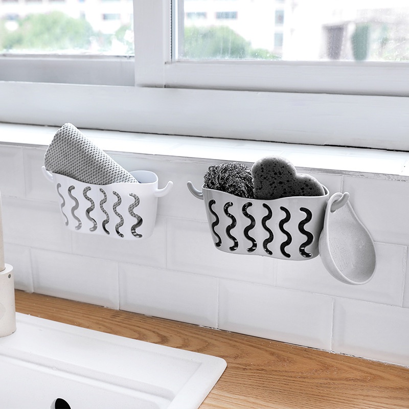 Wall Suction Bathroom Rack Faucet Sink Corner Hanging Basket Punch-Free Strainer Storage Sponge Holder Kitchen Organizer