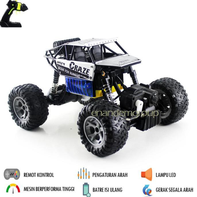 Mainan Mobil Offroad Remot Kontrol Rc Rock Crawler 4Wd 2,4 Ghz Craze - Hitam Championshup