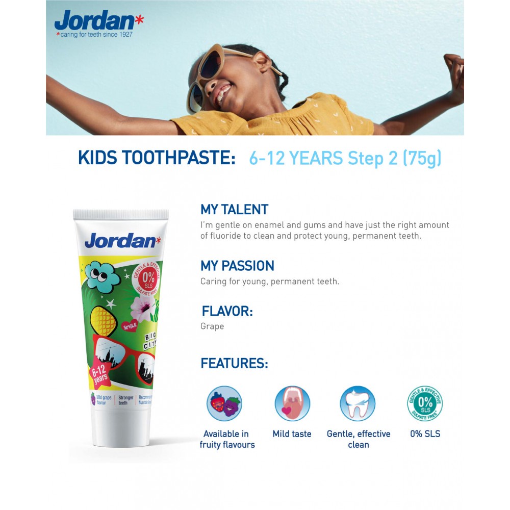 Jordan Oral Care Kids Toothpaste Pasta Gigi Anak Step 2 (6-12 Tahun)