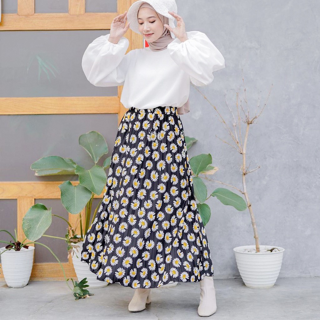 Rok Plisket Daisy Premium/ Rok Daisy / Rok Wanita / Rok Bunga Wanita / Daisy Skirt