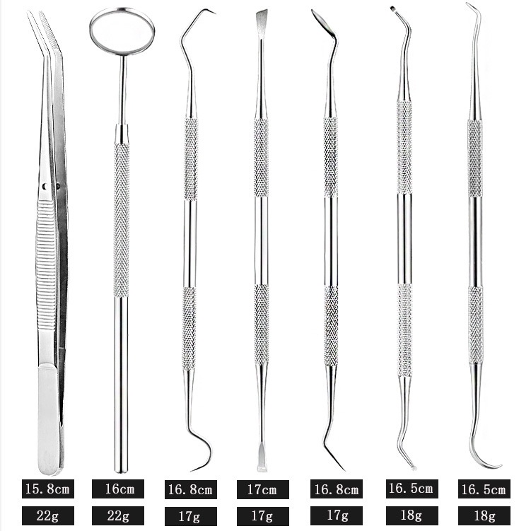 PROMO Rosalind Peralatan Set Dokter Gigi Dentist Dental Tool 7 PCS - 4012 - Silver