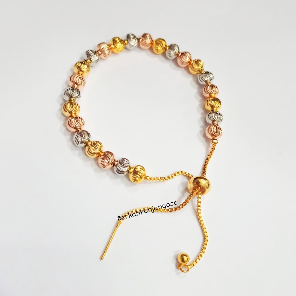 Gelang Wanita Serut Gelombang 3D Elegan Berpadu Warna Tidak Luntur Tidak Karat