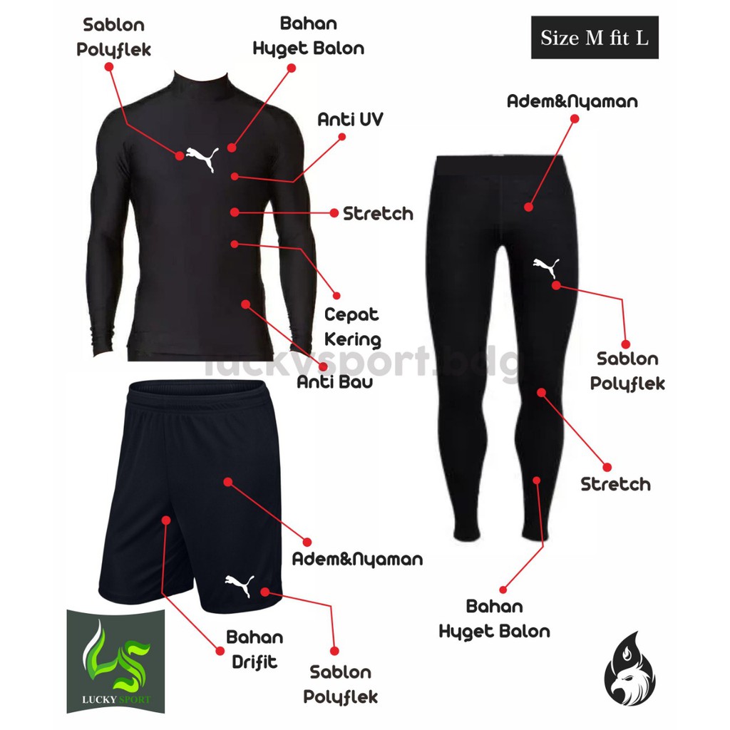 Paket Baselayer Manset Baju Panjang Celana Pendek Olahraga Running Dan Leging panjang Baselayer ftsl