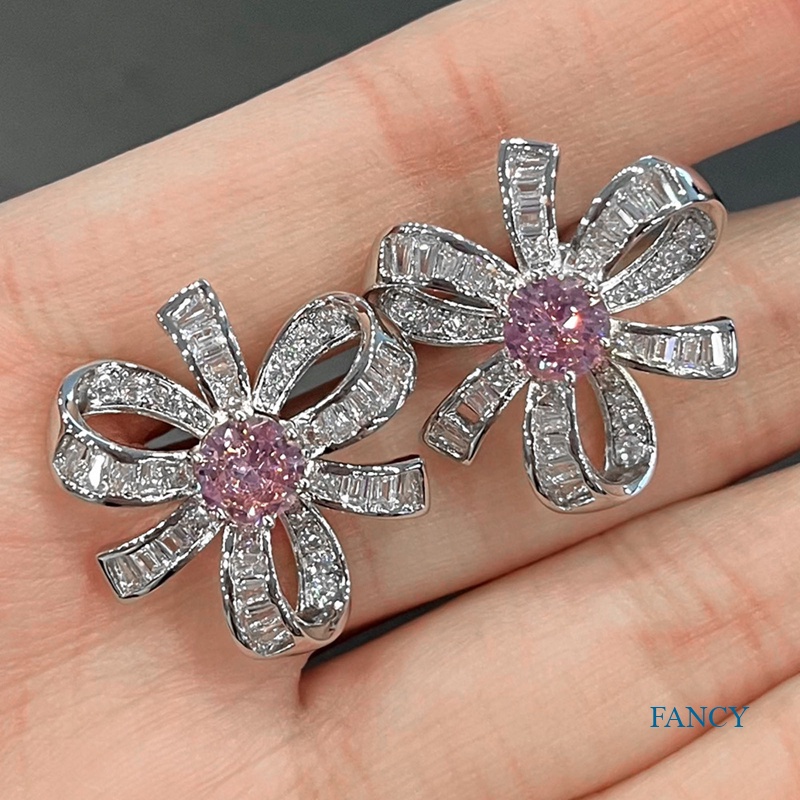 Anting Stud Desain Bunga Pink Untuk Aksesoris Pengantin Wanita