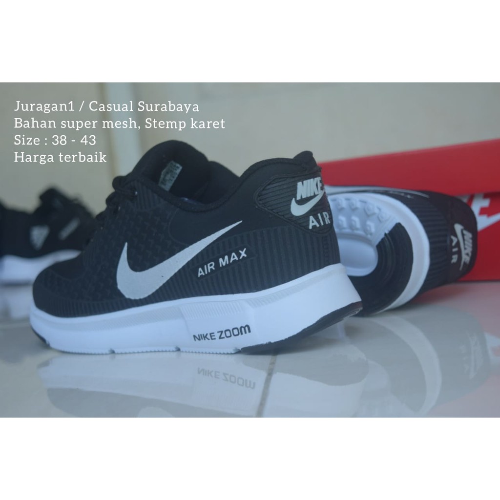 BELI 2 ONGKIR 1 !!! Sepatu Nike Airmax Grade Ori Hitam Putih - Pria Wanita