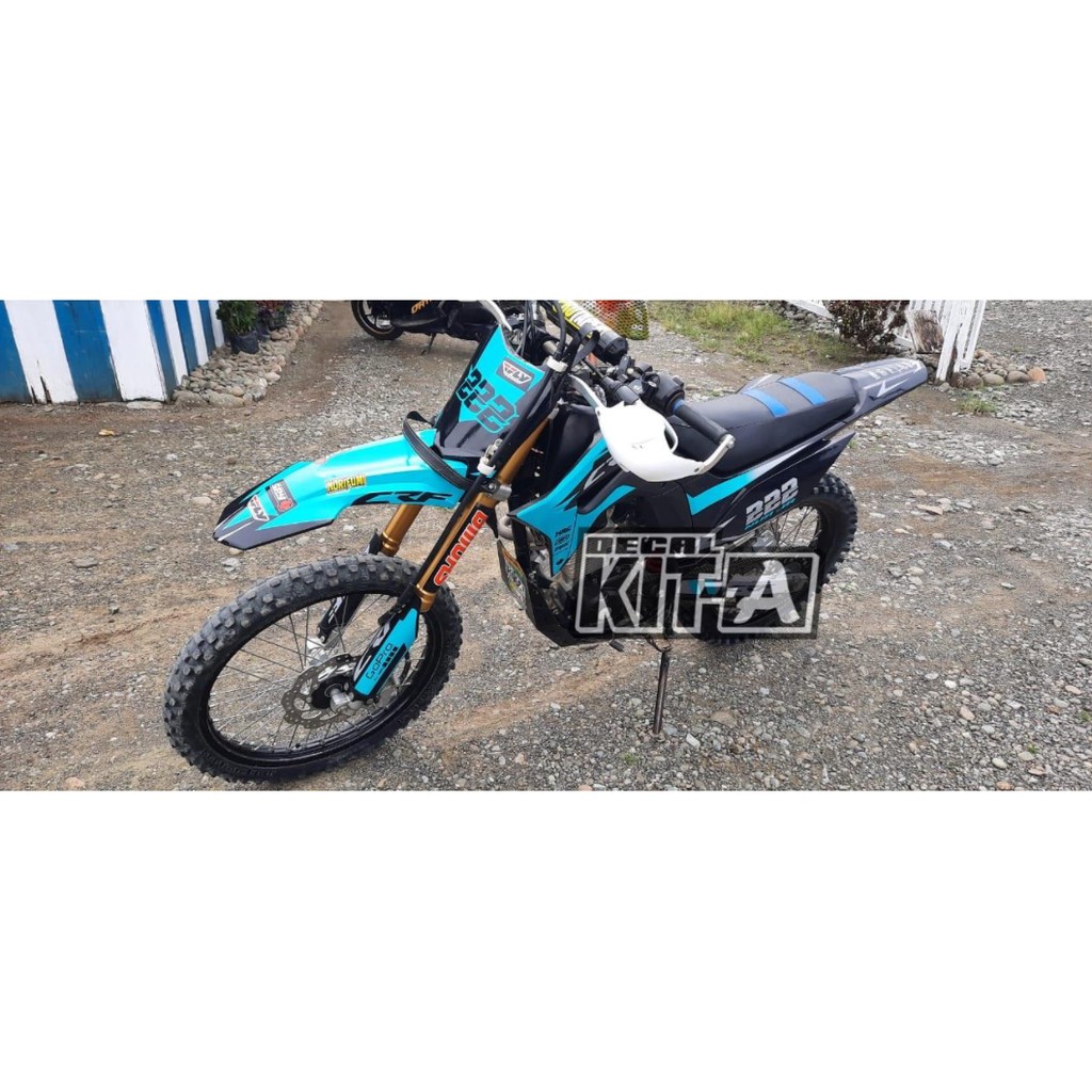 Decal Stiker CRF 150L Dekal Variasi Sticker Striping Custom Full Body Hitam Tosca Full Body