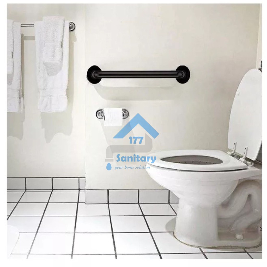 Gagang Bathtub stainless 40 cm HITAM 40HT- Grip grib grab bar Handle pintu kamar pegangan pipa 1inch /R4