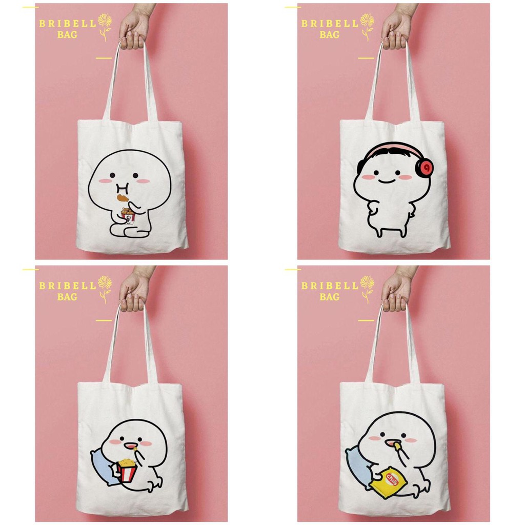 Tote Bag Kanvas Bergambar - Pentol Cartoon