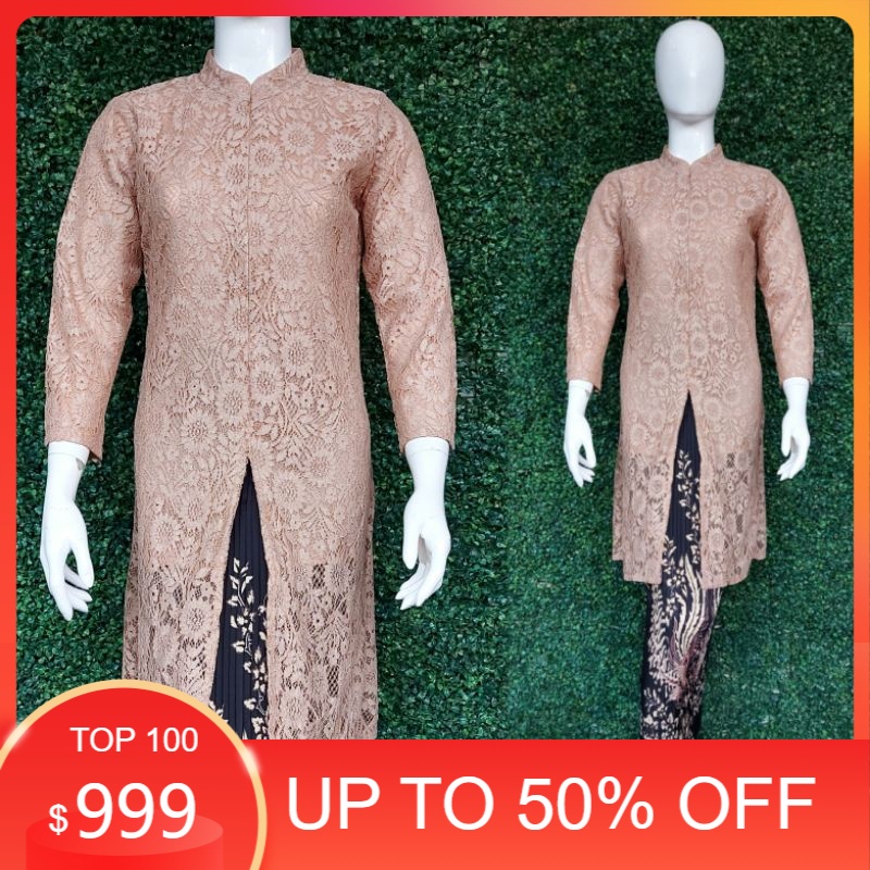 Promo % Setelan kebaya brukat  tunik kancing/stelan kebaya tunik