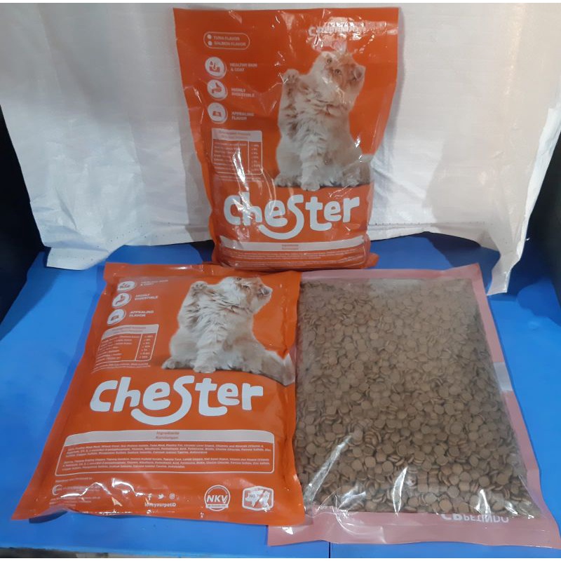 Image of PROMO makanan kucing Chester cat food tuna Repack 800 gr semua umur all stages adult kitten #0