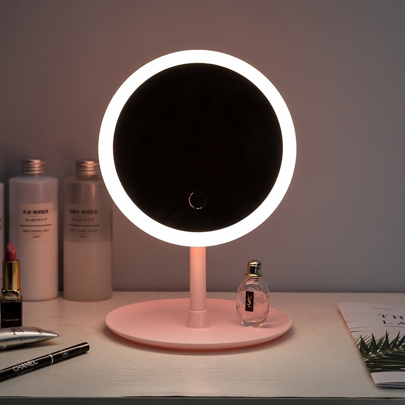 HOVELSHOP Desktop LED Cermin Rias Makeup Mirror Rotasi 90 Derajat Touchscreen Bulat Free Charge-1