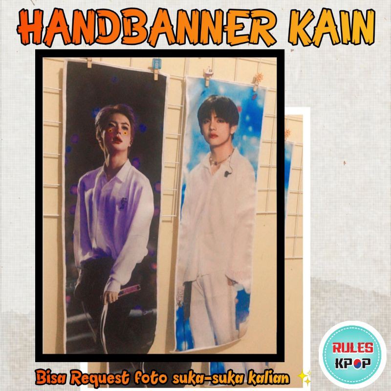 (CUSTOM) HANDBANNER FANSITE HAND BANNER KPOP HAND BANNER SATIN SLOGAN KAIN MASTERNIM KOREA SLOGAN KA