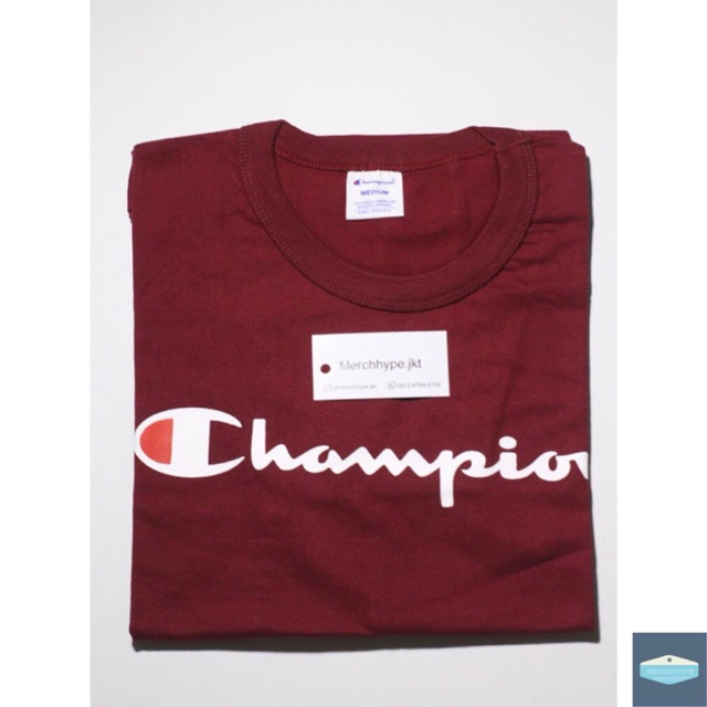 Kaos Champion Big Script Tee Maroon Original