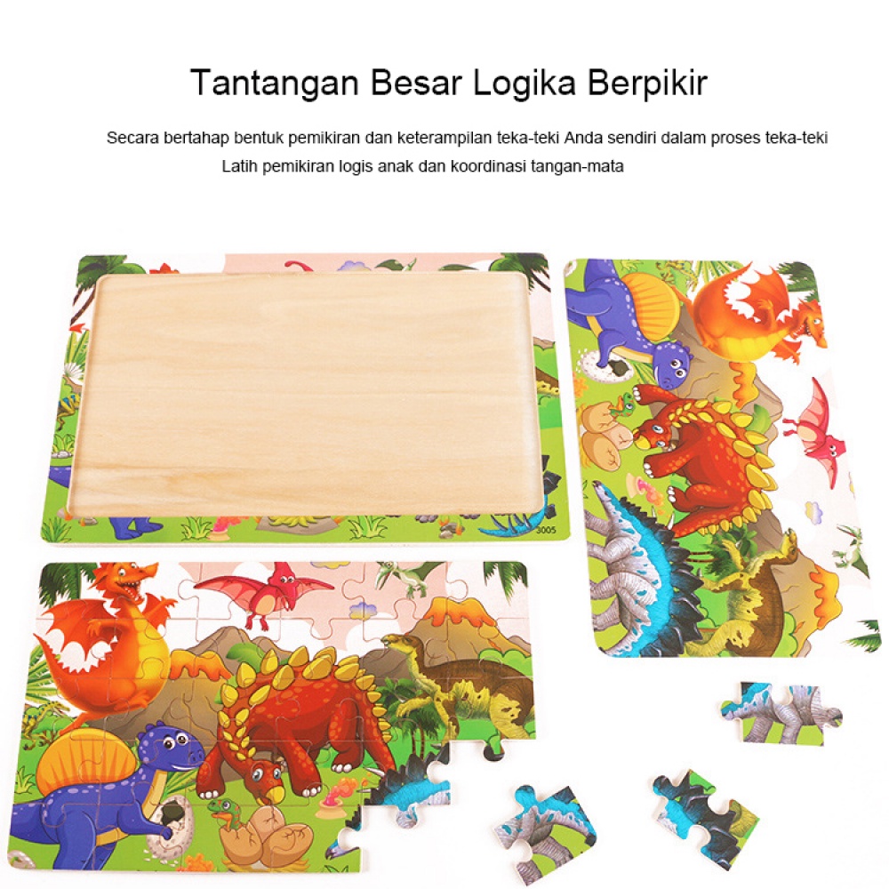 LAKOE Mainan Puzzle Kayu anak kartun lucu Mainan Jigsaw puzzle