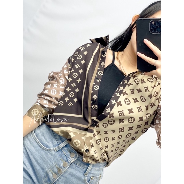 MDLV ~ 5751# Louisa Printed Shirt Kemeja ELVI Kemeja Premium Kemeja Korean style Kemeja Import Kemeja Lengan Panjang Fashion Import