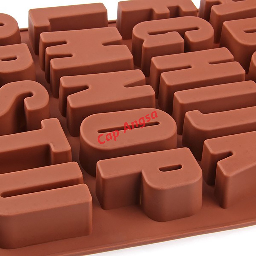 CETAKAN HURUF FONDANT KUE CETAKAN KUE SILIKON SILICONE PLASTIK MOULD 26 ALPHABET HURUF MOLD