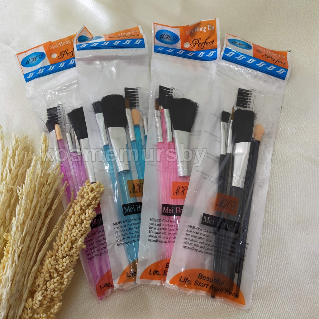 1 set brush makeup plastik (mei hong da) 5 in 1