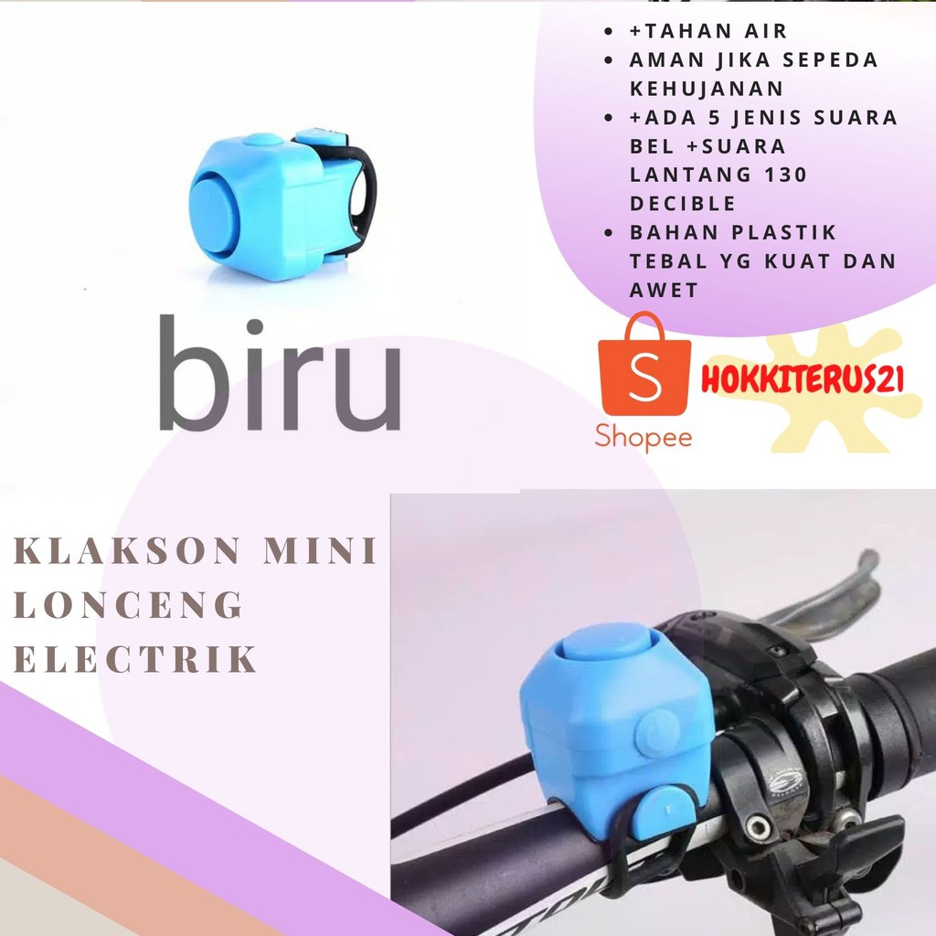 hokkiterus21 Bel sepeda elektrik klackson silicon tahan air hujan 5 nada dering bicycle horn