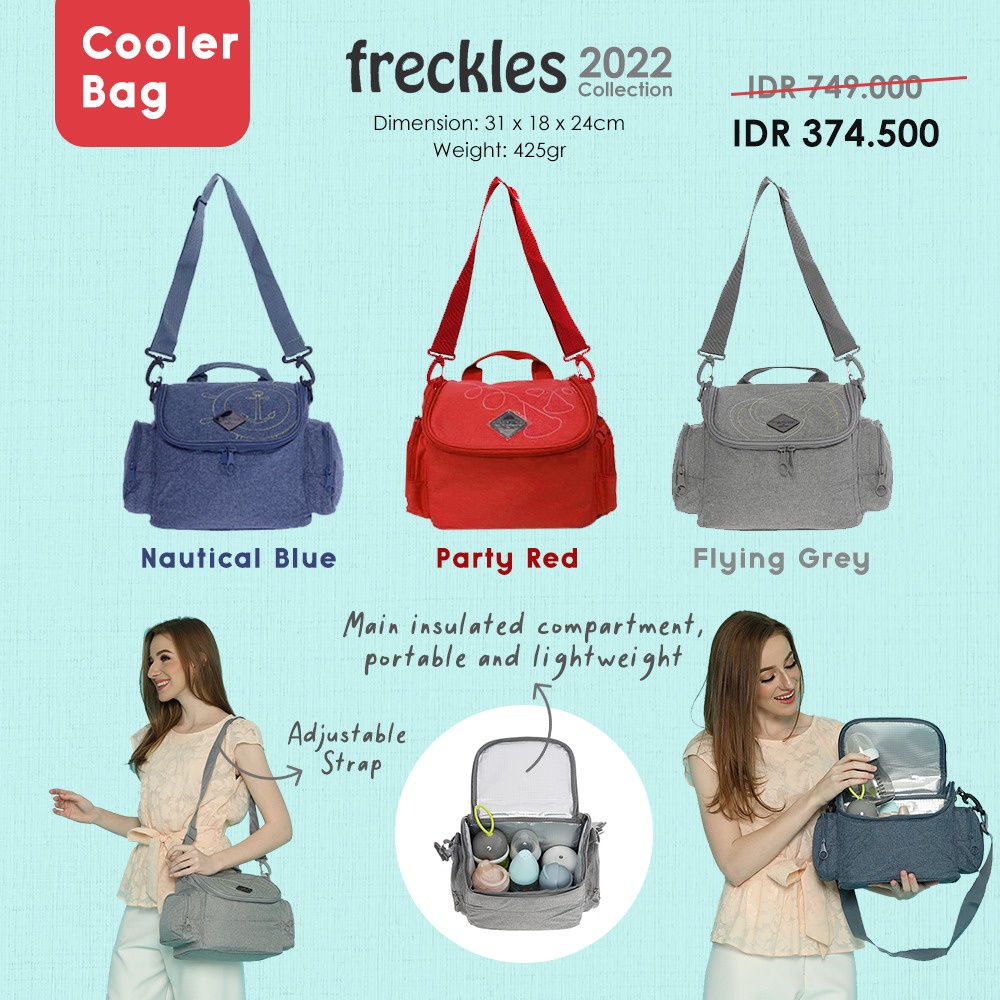 Okiedog Freckles Cooler Bag - Tempat Tas Penyimpan ASI Icegel Icepack Long Strap Travel Friendly Bekal Susu Anak Bayi Baby