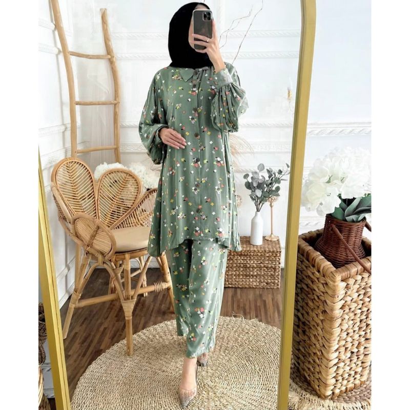 ADEBA - SAMARA LONG ONESET SETELAN CELANA RAYON VISCOSE