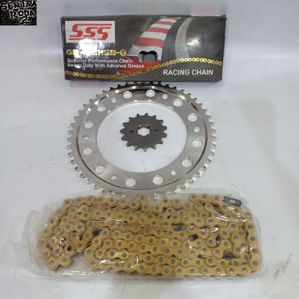 Komplet Gear Set SSS 428 KLX / CRF 150 Ukuran Gir Depan 14-15 Belakang 51-55 Rantai 428-140