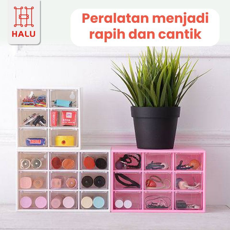Halu Kotak  Laci Mini Kotak  Perhiasan 9 Sekat Kotak  