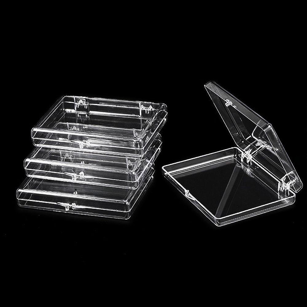 Needway Kotak Penyimpanan Kuku Transparan High-end Persegi Panjang Clamshell Kotak Hadiah Menunjukkan Rak Perhiasan Case Tray Case Transparan Persegi Kotak Flip