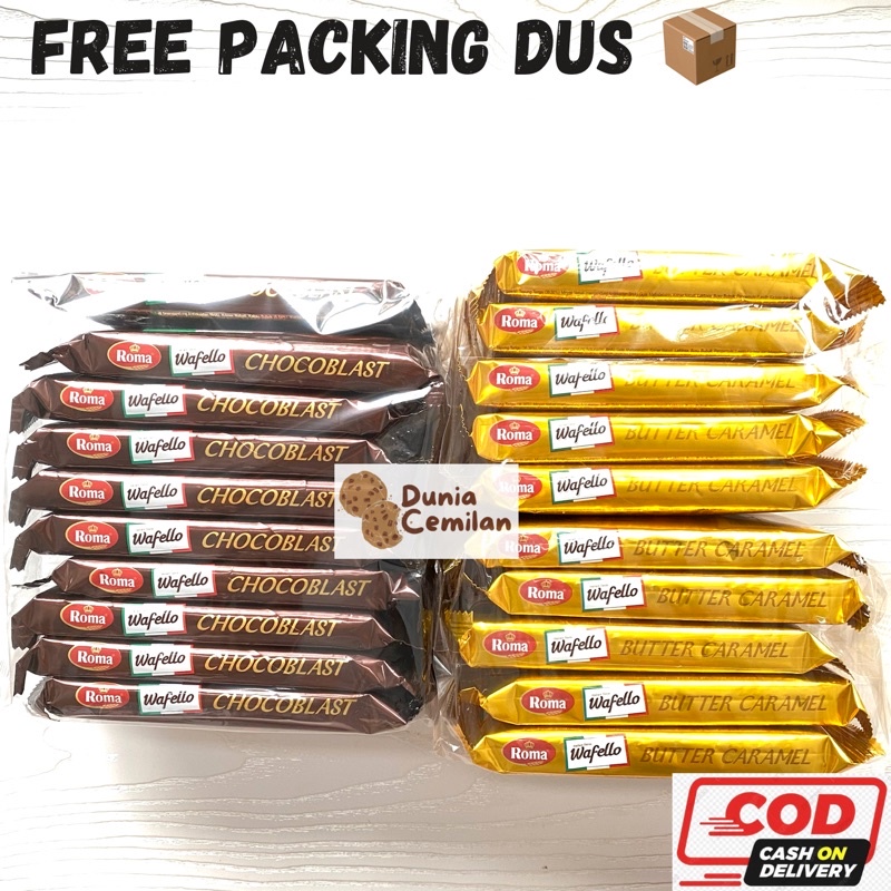 

[TERMURAH!!] Wafello Wafer Italian Taste 1PAK (10x43gram) - Wafer Krim Roma Butter Caramel / Choco Blast