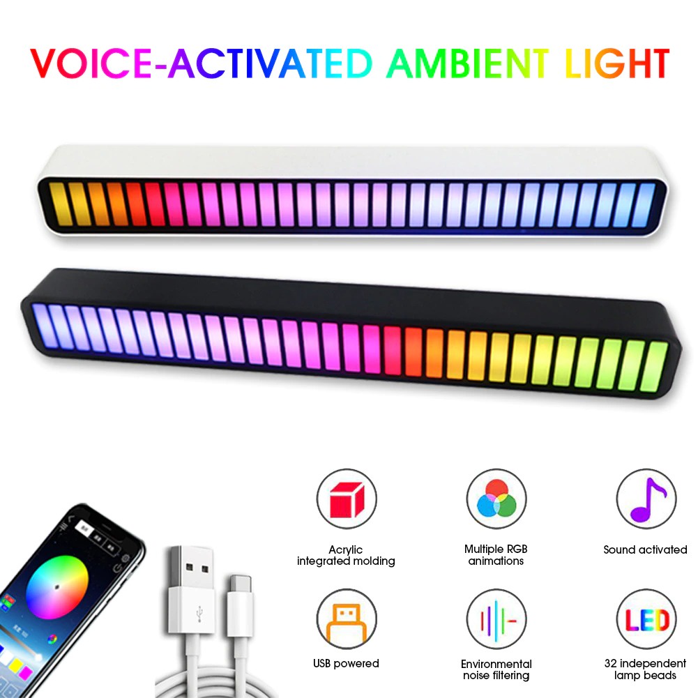 LED Bar RGB Voice Activated Music 32LED Lampu LED Strip