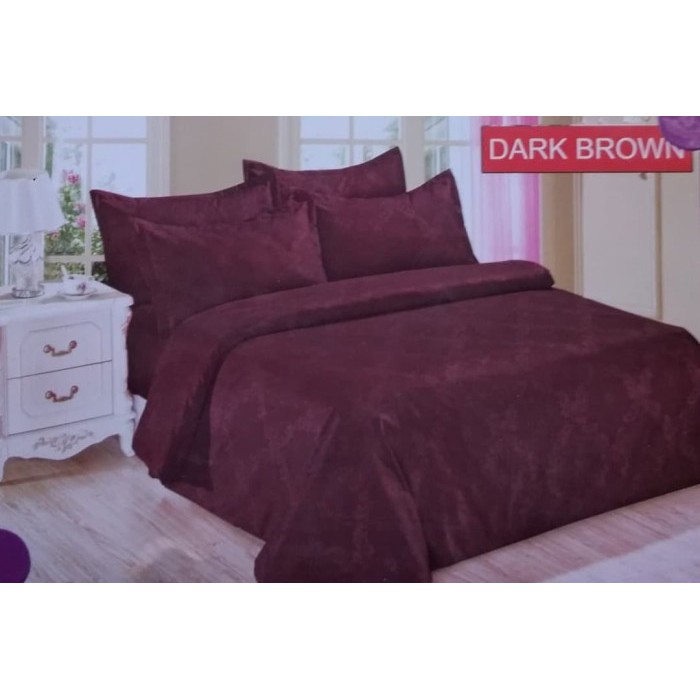 SPREI BONITA DARK BROWN SINGLE 120 No.3 SEPRAI POLOS EMBOSS COKLAT TUA